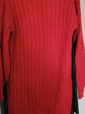 Womens Red Ribbed Knit Sweater